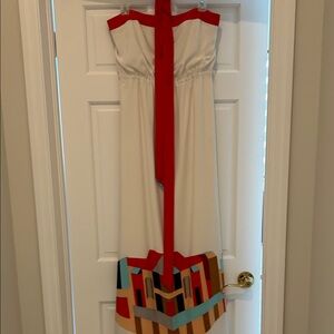 Vince Camuto Red and Cream Maxi Dress